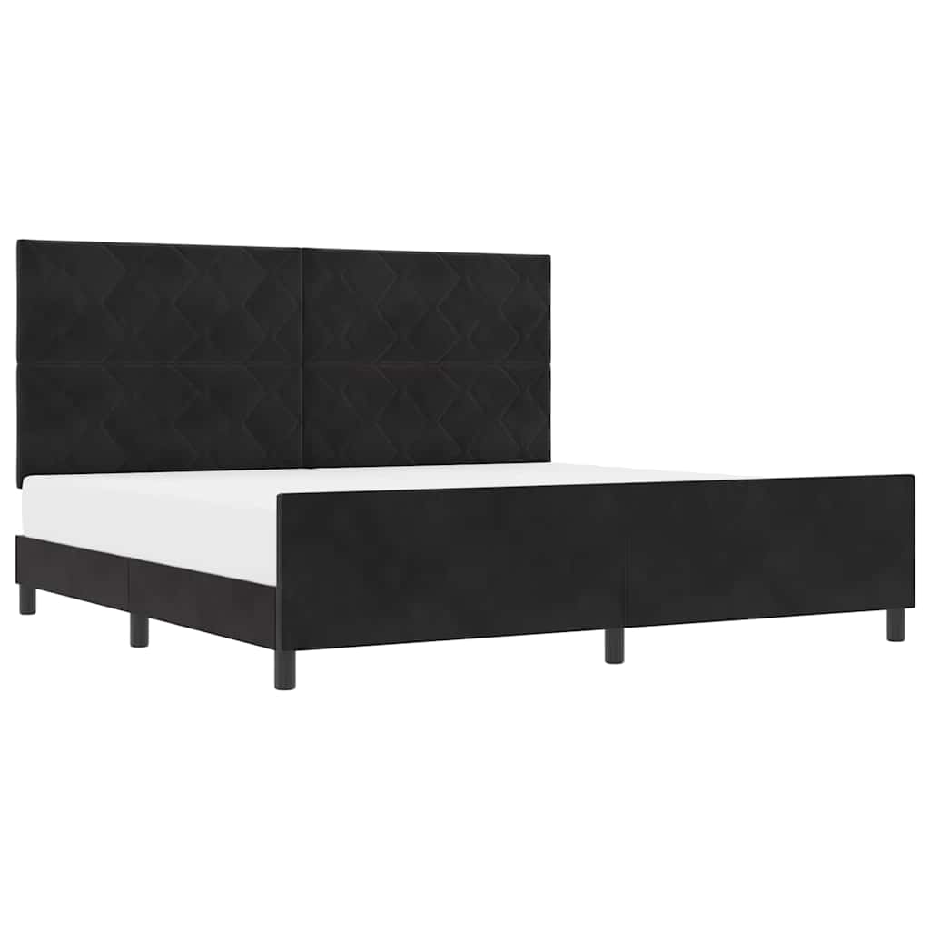Sengestel Med Hovedgærde Sort 200 X 200 Cm Fløjl - Billede 3
