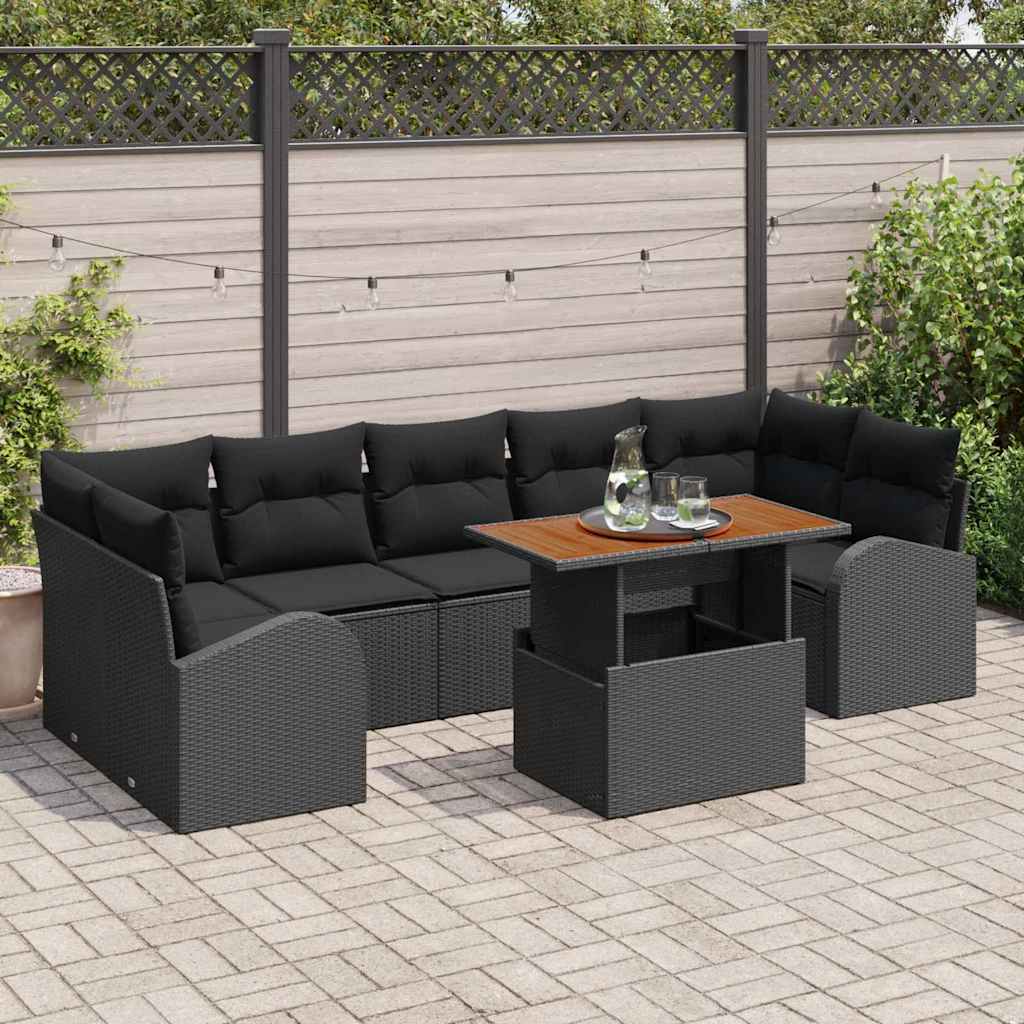 Havesofa Sæt Med Opbevaring 8 Dele Poly Rattan