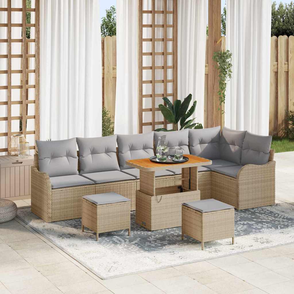 Havesofa Sæt Med Pude 9 Dele Polyrattan