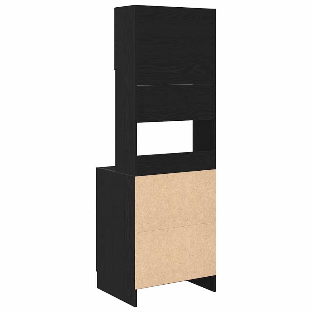 Køkkenskab Med Hylde Sort Eg 60 X 50 X 180 Cm Konstrueret Træ - Billede 9