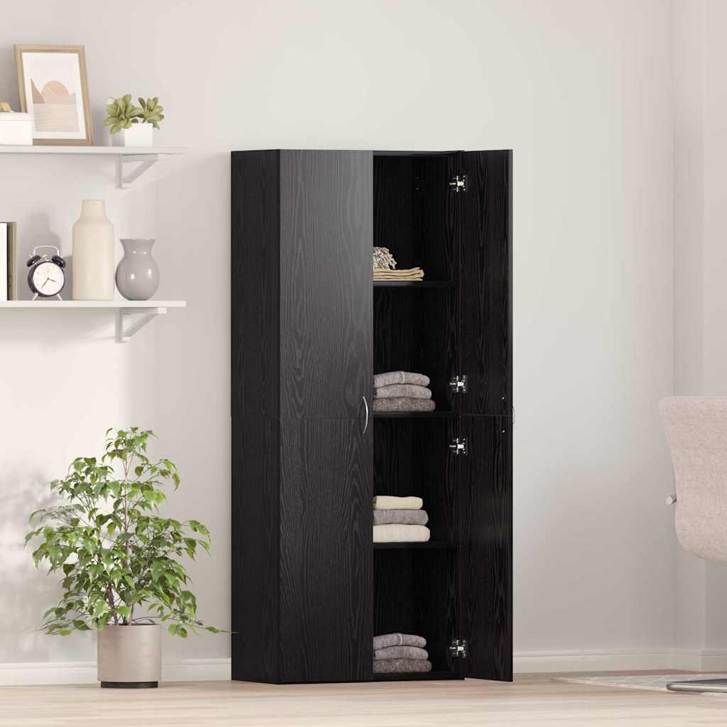 Kontorskab Med Hylde Sort Eg 60 X 32 X 153 Konstrueret Træ - Billede 4