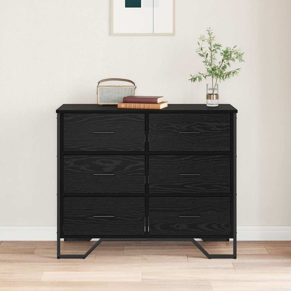 Skuffeskab Andet Sort Eg 91 X 35,5 X 74,5 Cm Konstrueret Træ - Billede 4