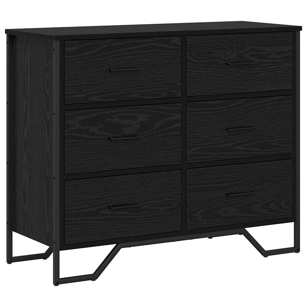 Skuffeskab Andet Sort Eg 91 X 35,5 X 74,5 Cm Konstrueret Træ - Billede 2