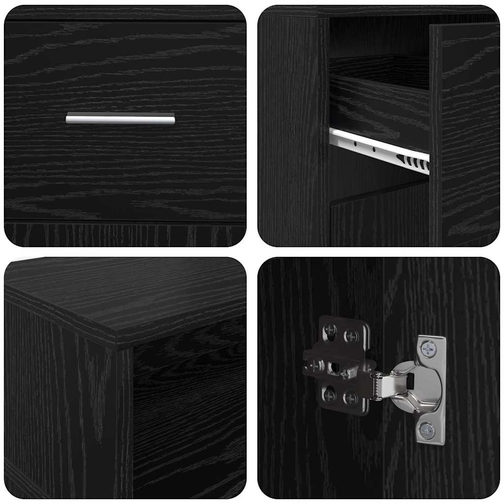 Bord Med Skuffe Sort Eg 120 X 55 X 91 Cm Konstrueret Træ - Billede 10
