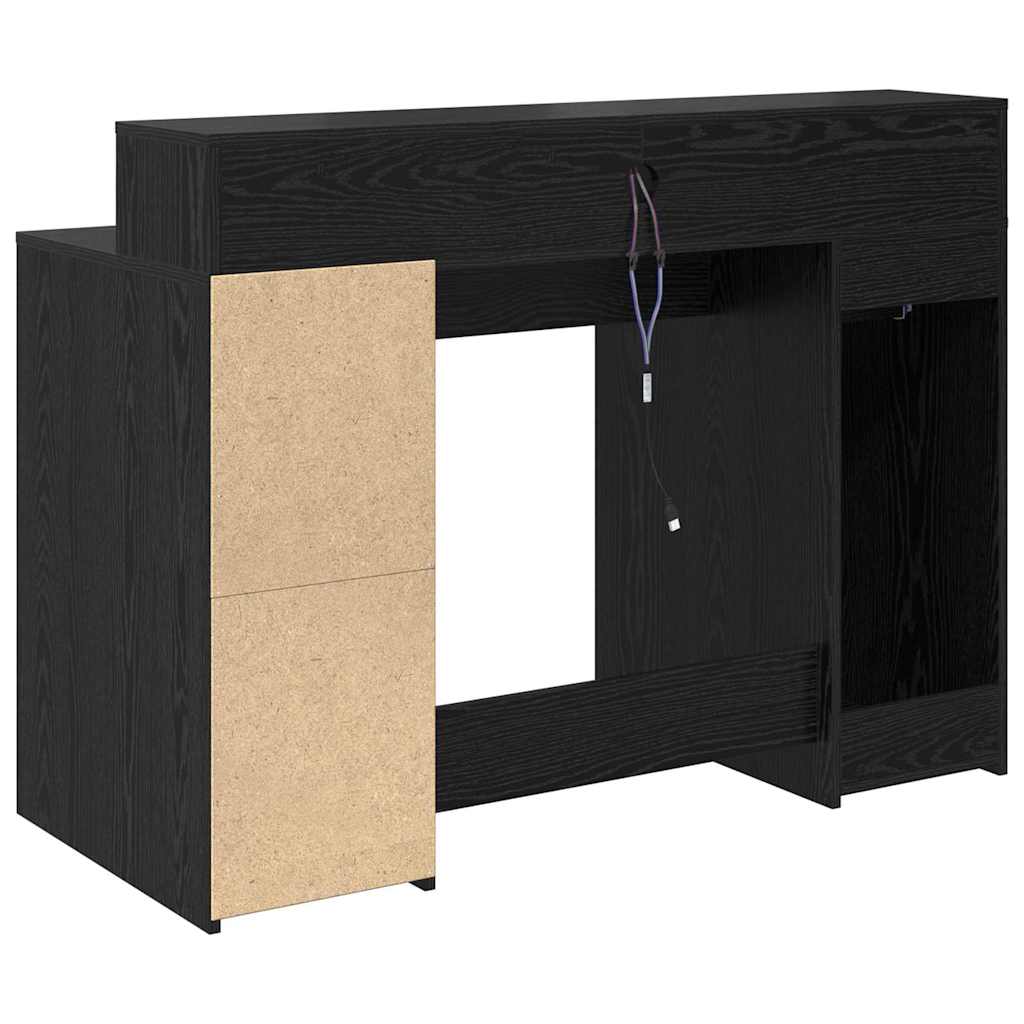 Bord Med Skuffe Sort Eg 120 X 55 X 91 Cm Konstrueret Træ - Billede 9