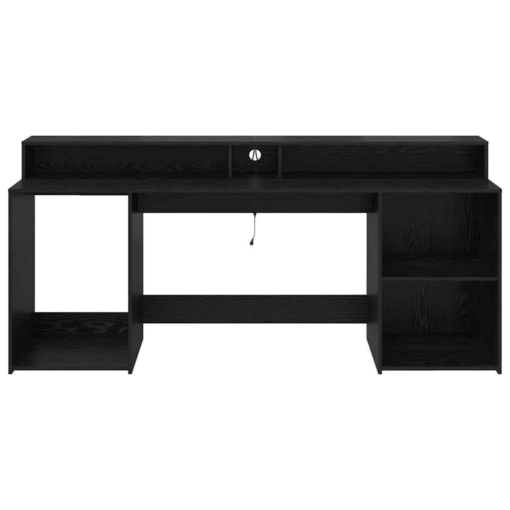 Bord Med Skuffe Sort Eg 200 X 55 X 91 Cm Konstrueret Træ - Billede 6