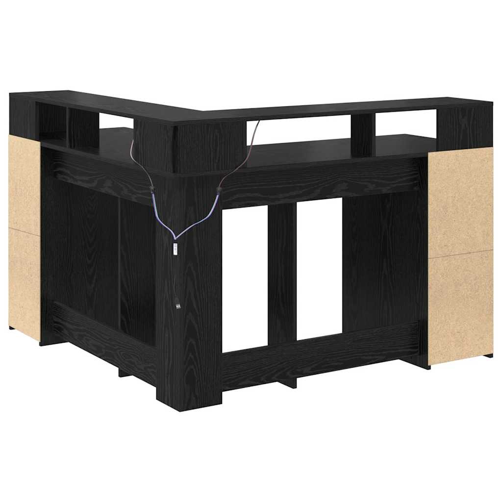 Bord Med Hylde Sort Eg 130 X 130 X 91 Cm Konstrueret Træ - Billede 8