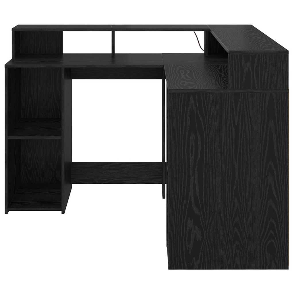 Bord Med Hylde Sort Eg 130 X 130 X 91 Cm Konstrueret Træ - Billede 6