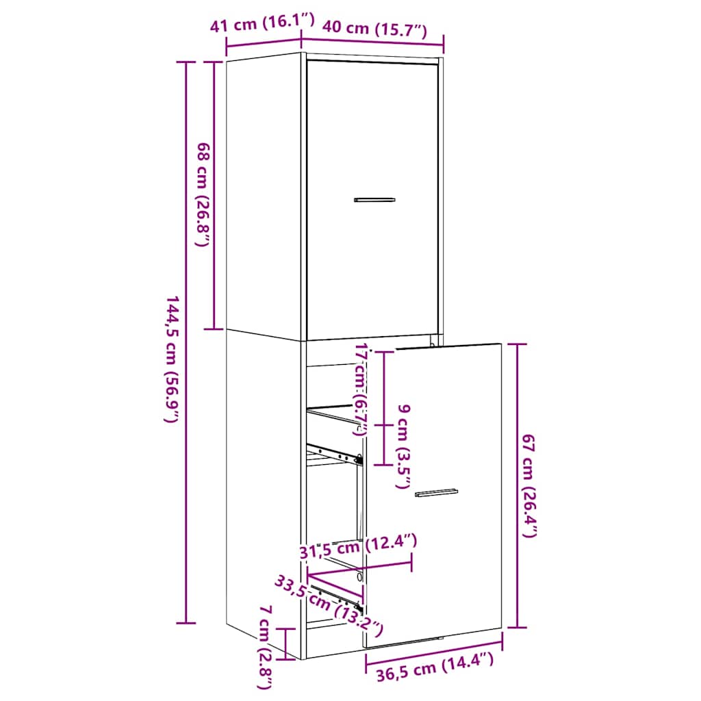 Apoteker Kabinet Sort Eg 40 X 41 X 144.5 Cm Konstrueret Træ - Billede 11