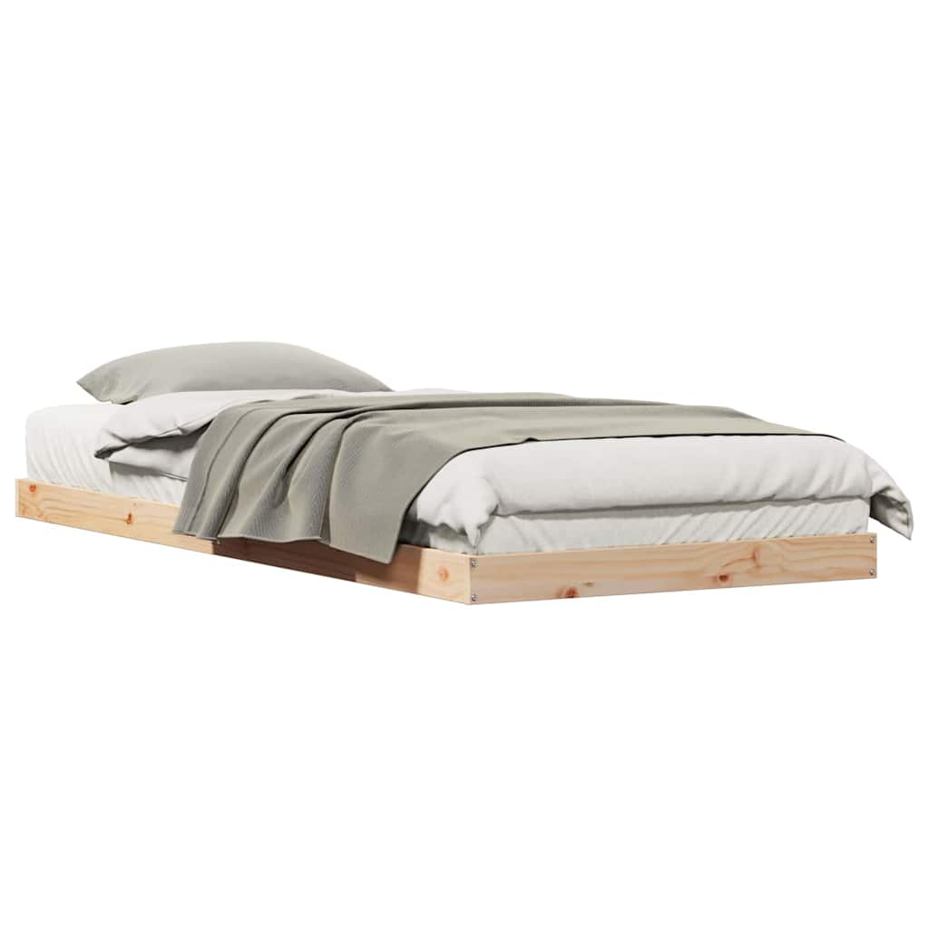 Gulv Seng Ramme Naturfarvet 100 220 Cm Massivt Fyrretræ - Billede 3