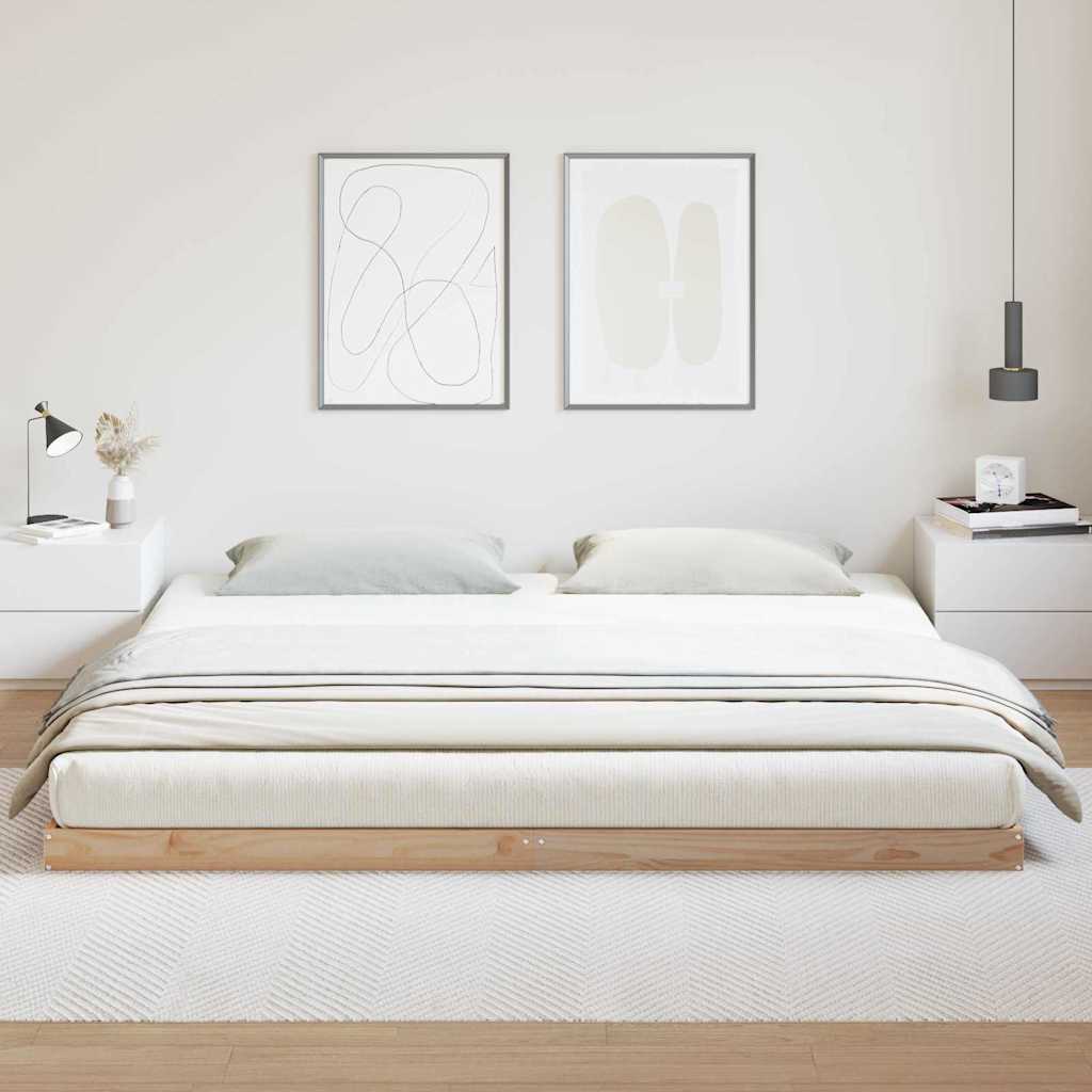 Gulv Seng Ramme Naturfarvet 180 220 Cm Massivt Fyrretræ - Billede 4
