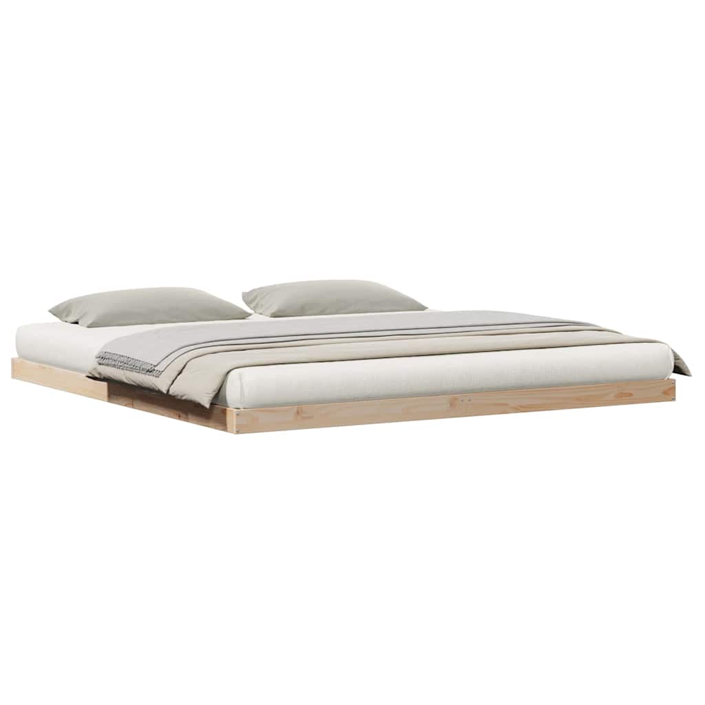 Gulv Seng Ramme Naturfarvet 180 220 Cm Massivt Fyrretræ - Billede 3