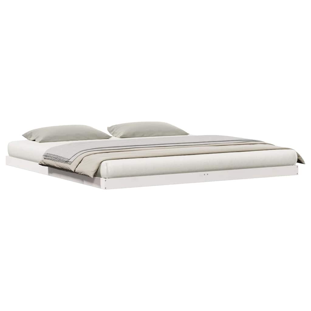 Gulv Seng Ramme Hvid 180 220 Cm Massivt Fyrretræ - Billede 3