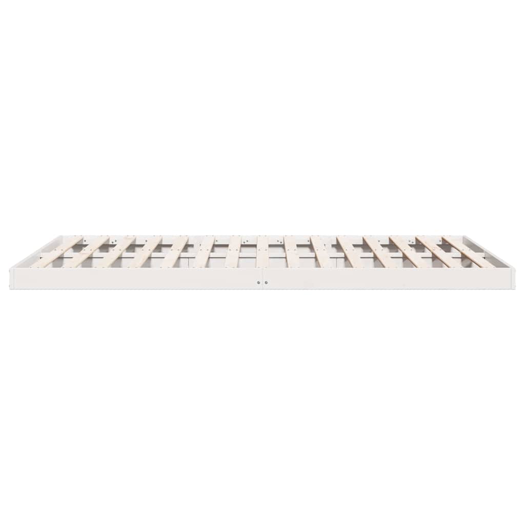 Gulv Seng Ramme Hvid 200 220 Cm Massivt Fyrretræ - Billede 6