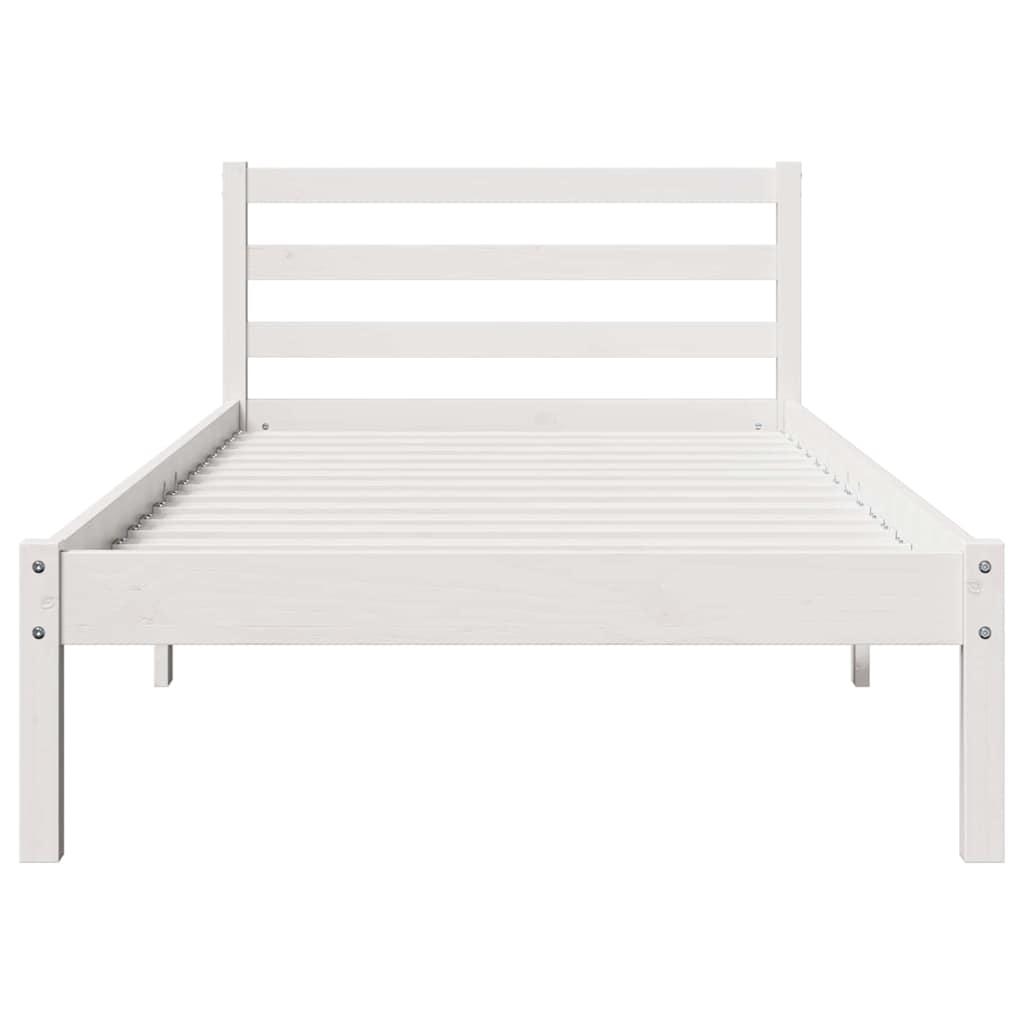 Sengestel Med Hovedgærde Hvid 210 80 Cm Massivt Fyrretræ - Billede 5