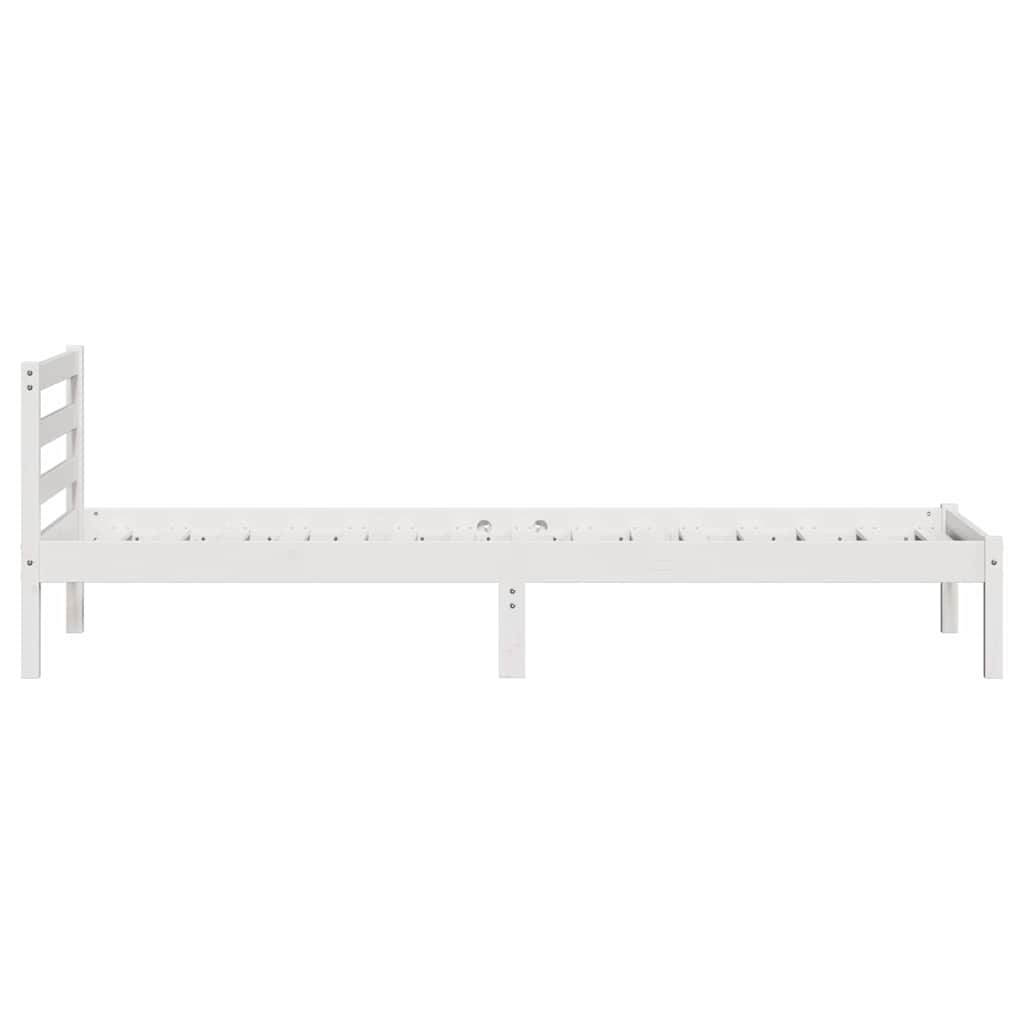 Sengestel Med Hovedgærde Hvid 210 80 Cm Massivt Fyrretræ - Billede 6