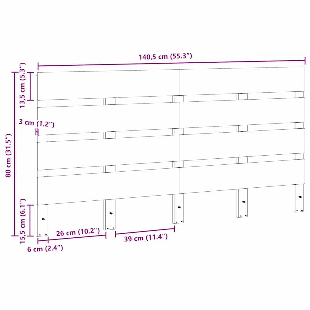 Hovedgærde Brun 140,5 3 80 Cm Massivt Fyrretræ - Billede 7