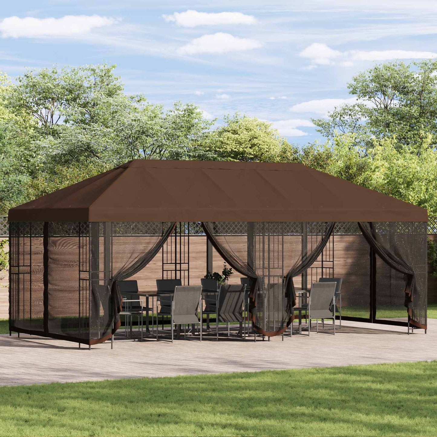Pavillon Med Sidetapper 6 X 3 M Polyester Og Stål 190 - Variant 3376005