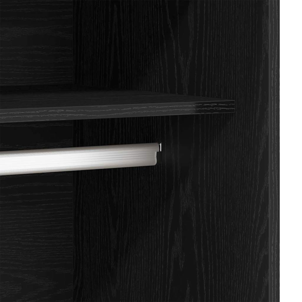Garderobeskab Sort Eg 80 X 50 X 200 Cm Konstrueret Træ - Billede 8