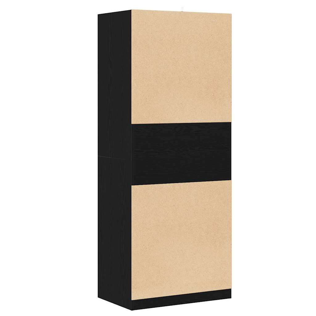Garderobeskab Sort Eg 80 X 50 X 200 Cm Konstrueret Træ - Billede 6