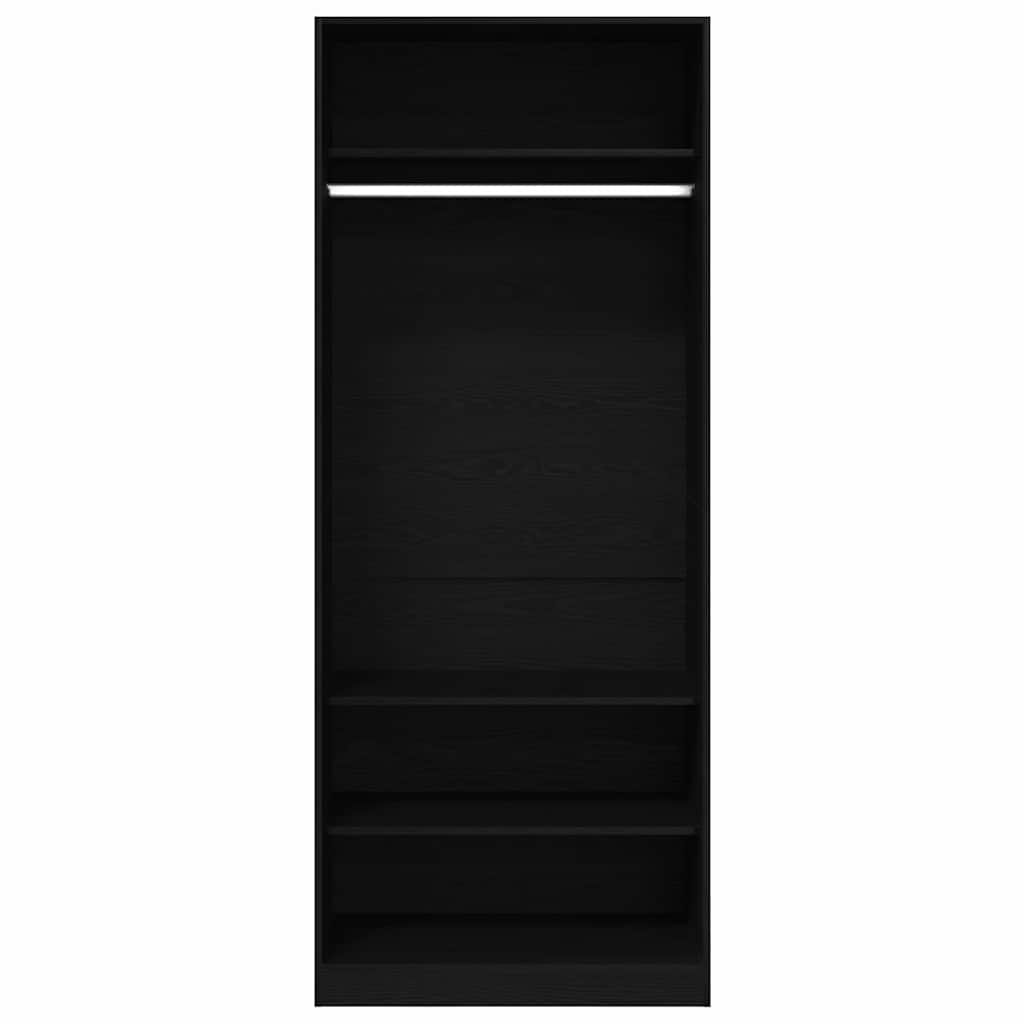 Garderobeskab Sort Eg 80 X 50 X 200 Cm Konstrueret Træ - Billede 2