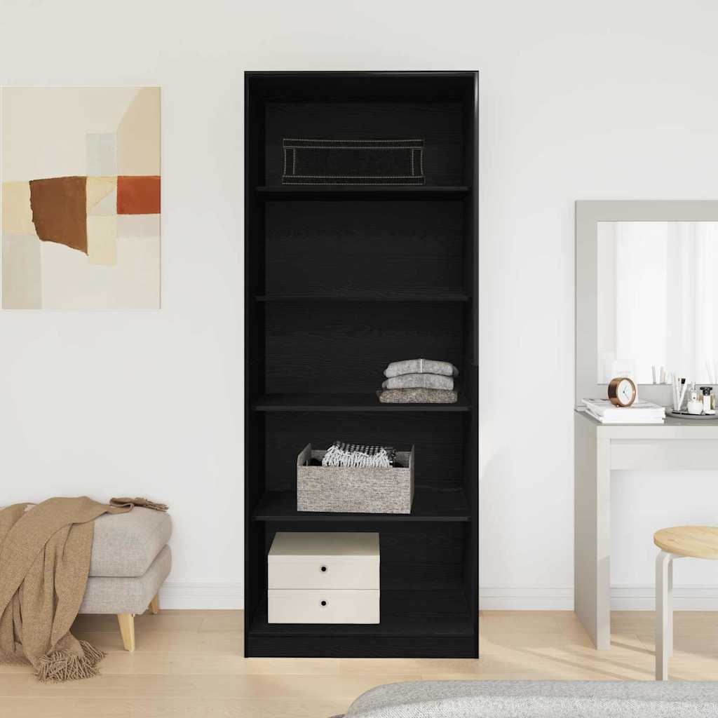 Garderobeskab Sort Eg 80 X 50 X 200 Cm Konstrueret Træ - Billede 4