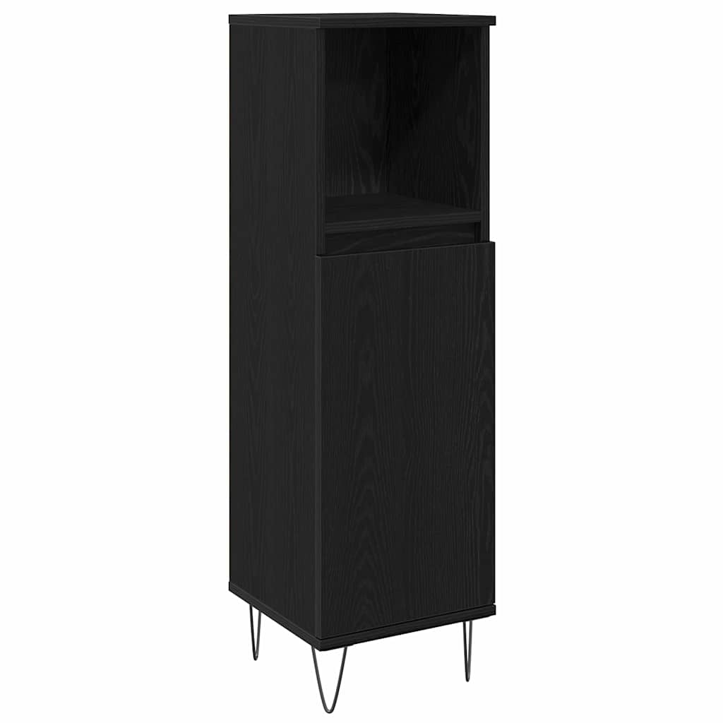 Badeværelsesmøbel Sæt Med Dør 3 Pcs Sort Eg 30 X 30 X 180 Cm - Billede 3