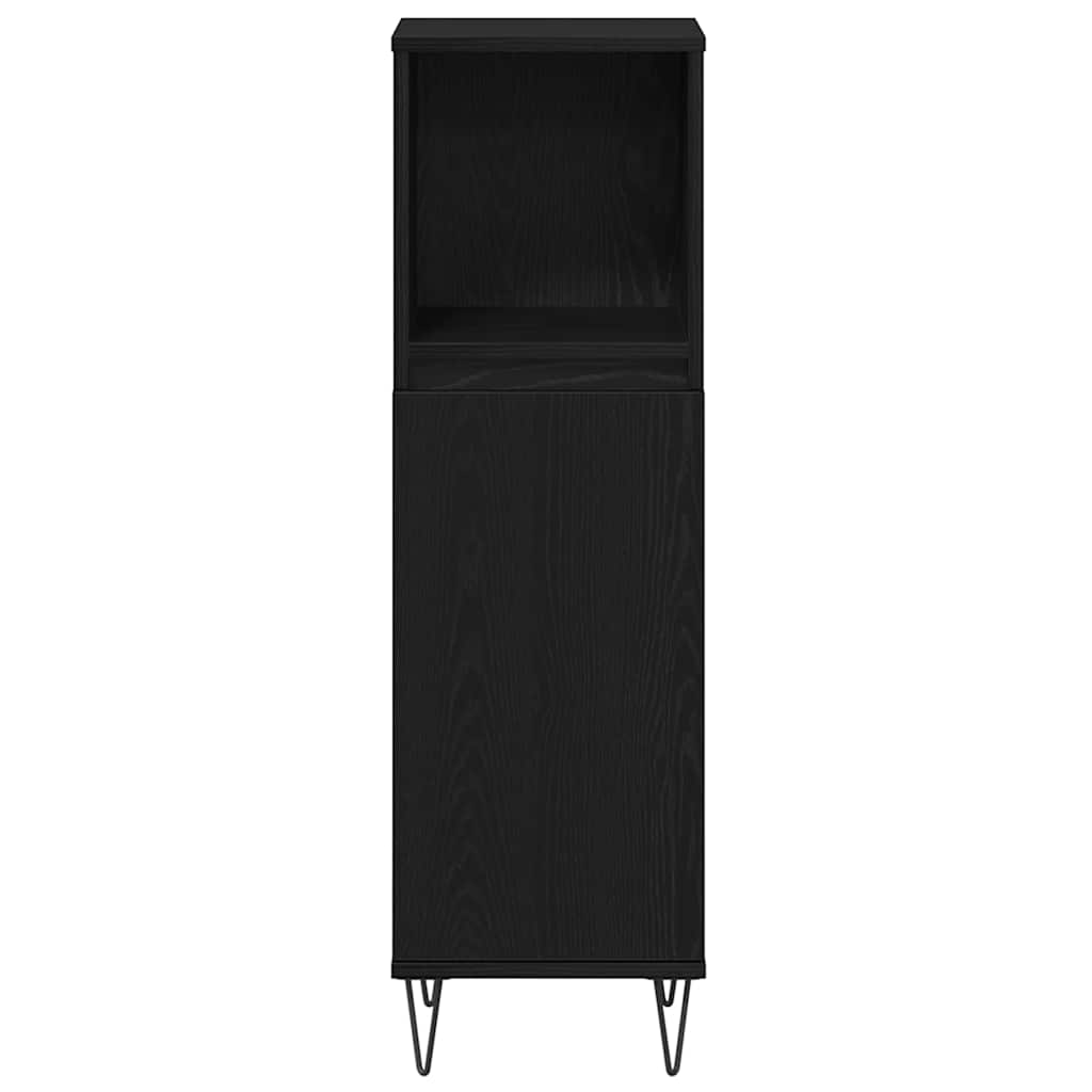 Badeværelsesmøbel Sæt Med Dør 3 Pcs Sort Eg 30 X 30 X 180 Cm - Billede 6