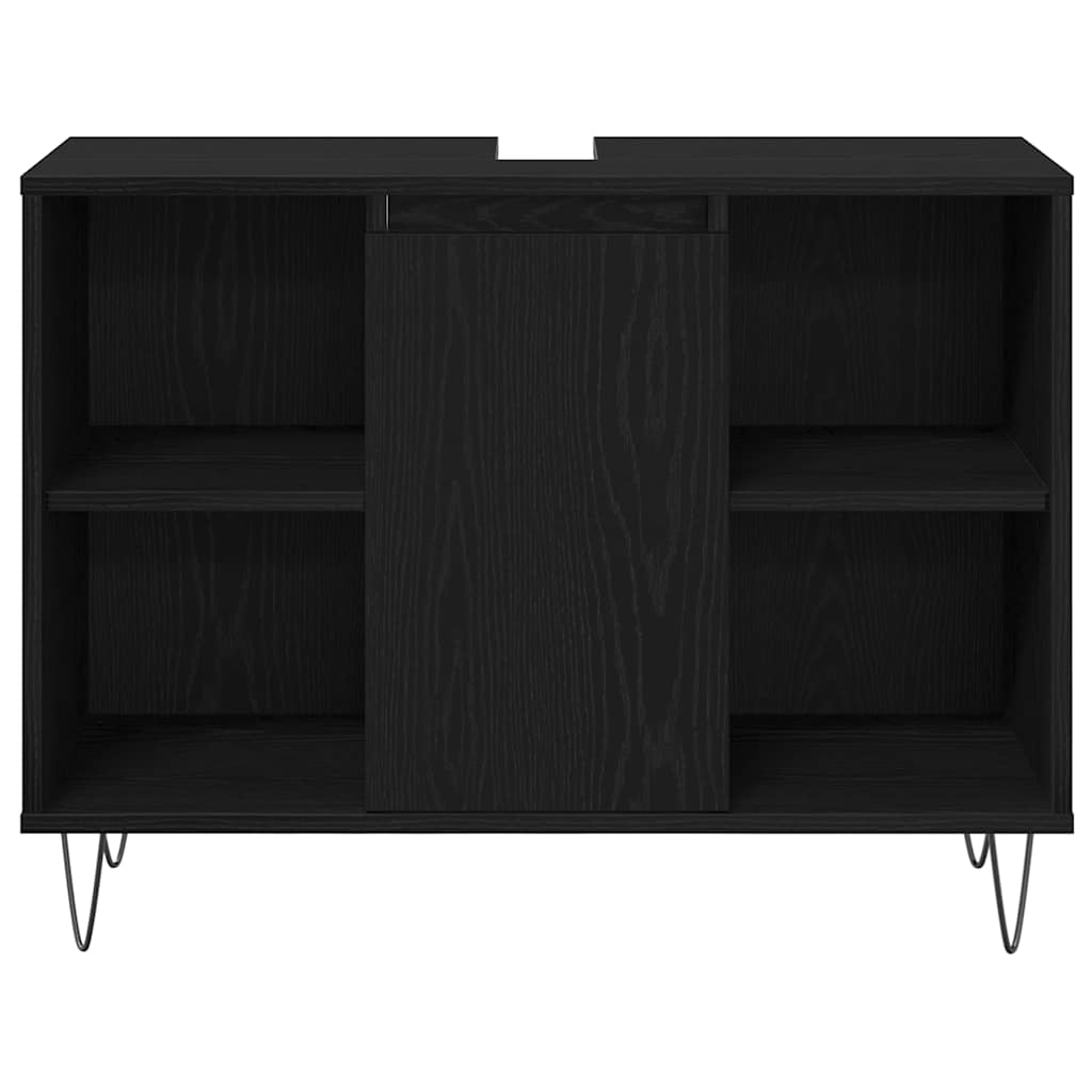Badeværelsesmøbel Sæt Med Dør 3 Pcs Sort Eg 30 X 30 X 180 Cm - Billede 7