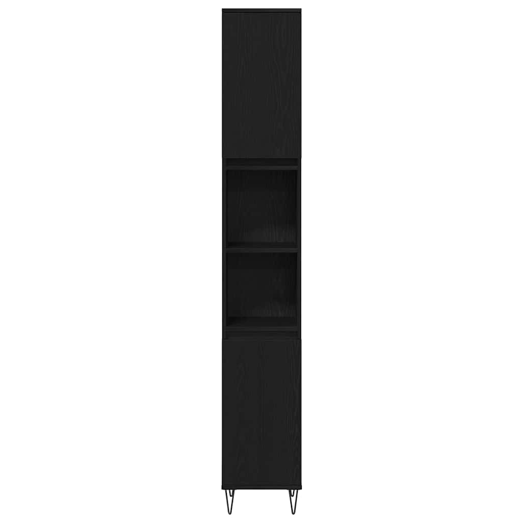 Badeværelsesmøbel Sæt Med Dør 3 Pcs Sort Eg 30 X 30 X 180 Cm - Billede 8