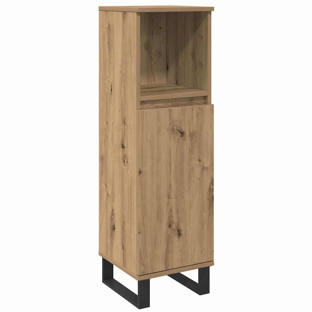 Badeværelsesmøbel Sæt Med Dør 3 Pcs Brun 30 X 30 X 180 Cm - Billede 3