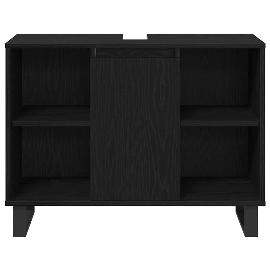 Badeværelsesmøbel Sæt Med Dør 3 Pcs Sort 30 X 30 X 180 Cm - Billede 7