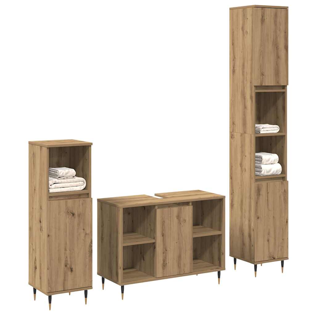 Møbel Sæt Til Badeværelse 3 Pcs Artisan Egetræ 30 X 30 X 180 Cm - Billede 2