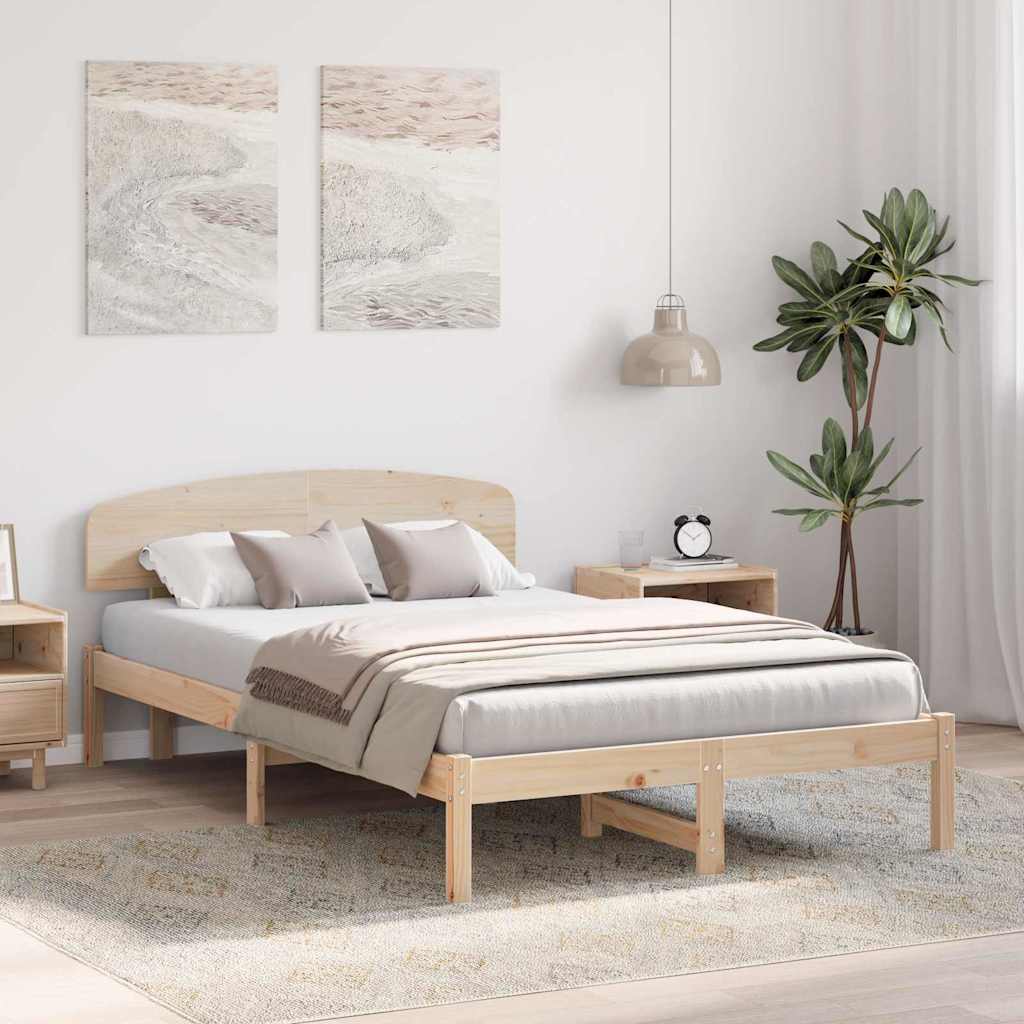 Sengestel Med Hovedgærde Brun 135 190 Cm Massivt Fyrretræ - Billede 5