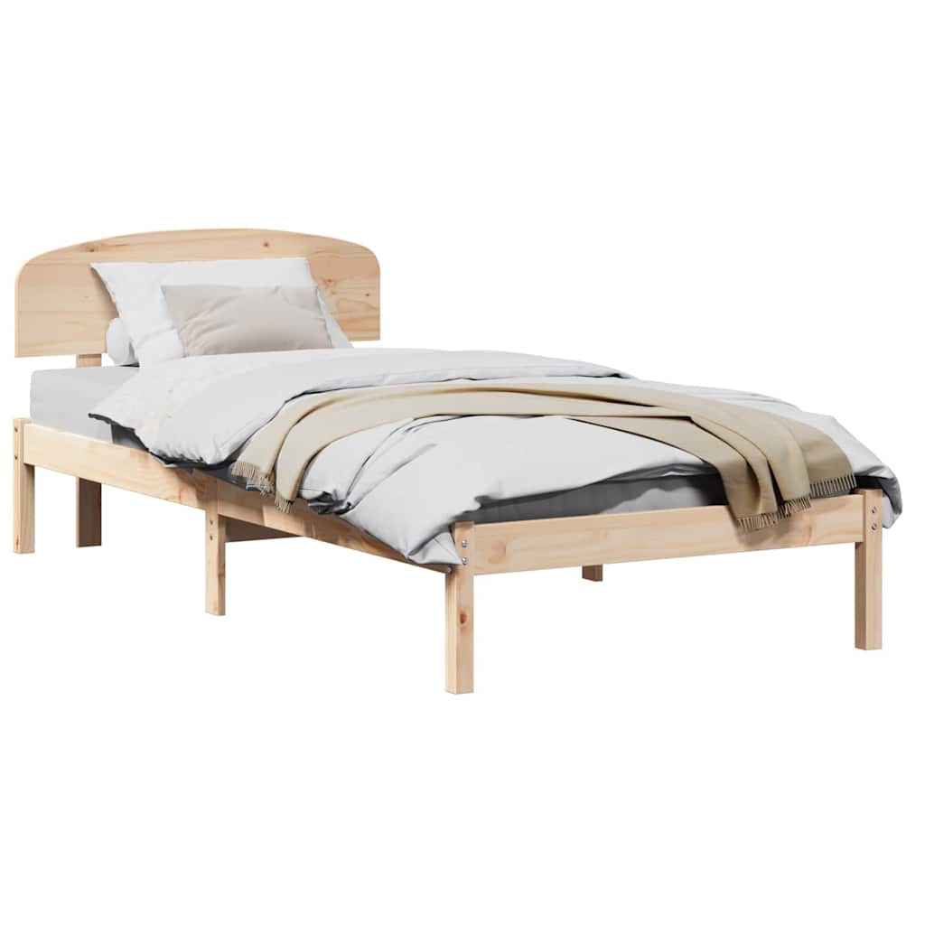Sengestel Med Hovedgærde Brun 90 190 Cm Massivt Fyrretræ - Billede 3