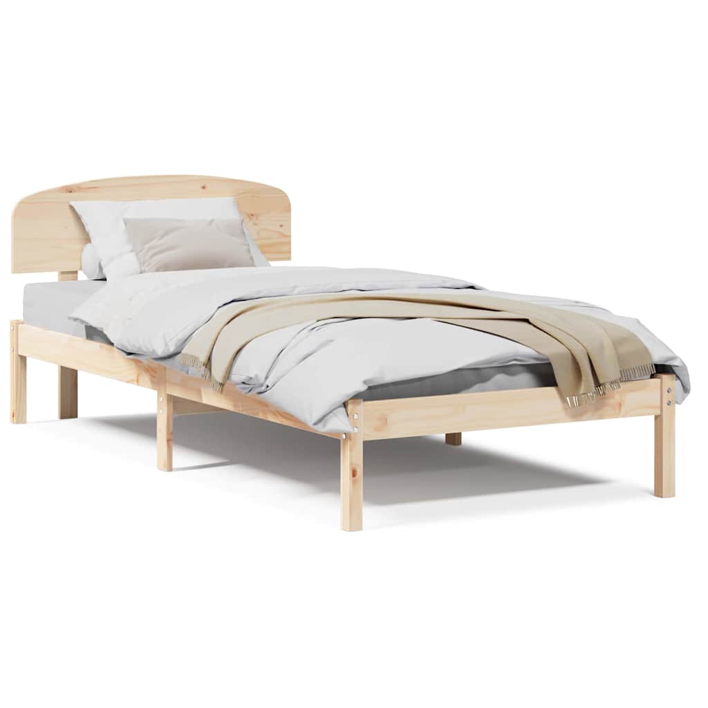 Sengestel Med Hovedgærde Brun 75 190 Cm Massivt Fyrretræ - Billede 4