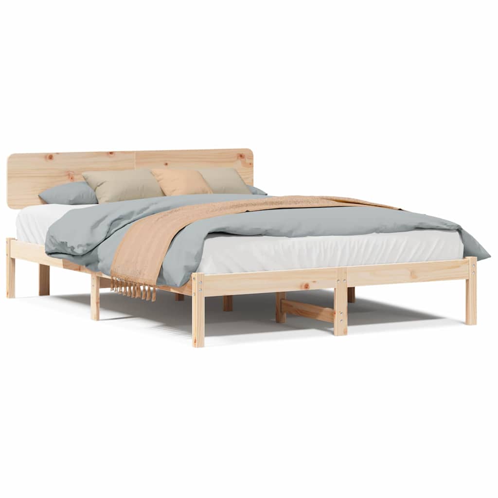 Sengestel Naturfarvet 200 200 Cm Massivt Fyrretræ - Billede 4