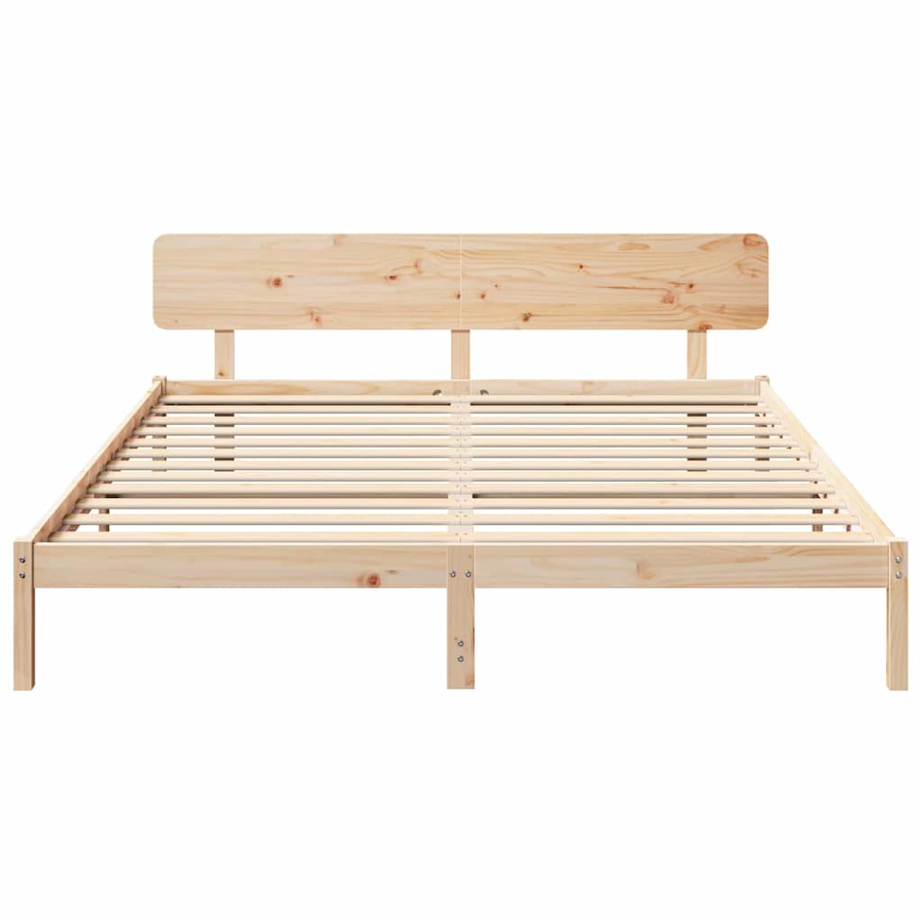 Sengestel Naturfarvet 180 200 Cm Massivt Fyrretræ - Billede 6