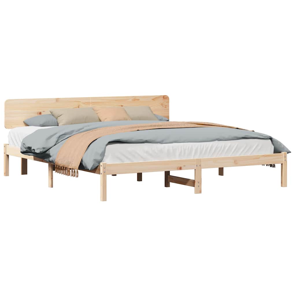 Sengestel Naturfarvet 180 200 Cm Massivt Fyrretræ - Billede 3