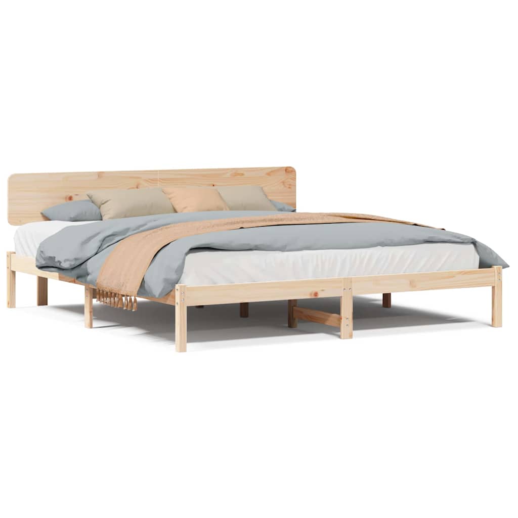 Sengestel Naturfarvet 180 200 Cm Massivt Fyrretræ - Billede 4
