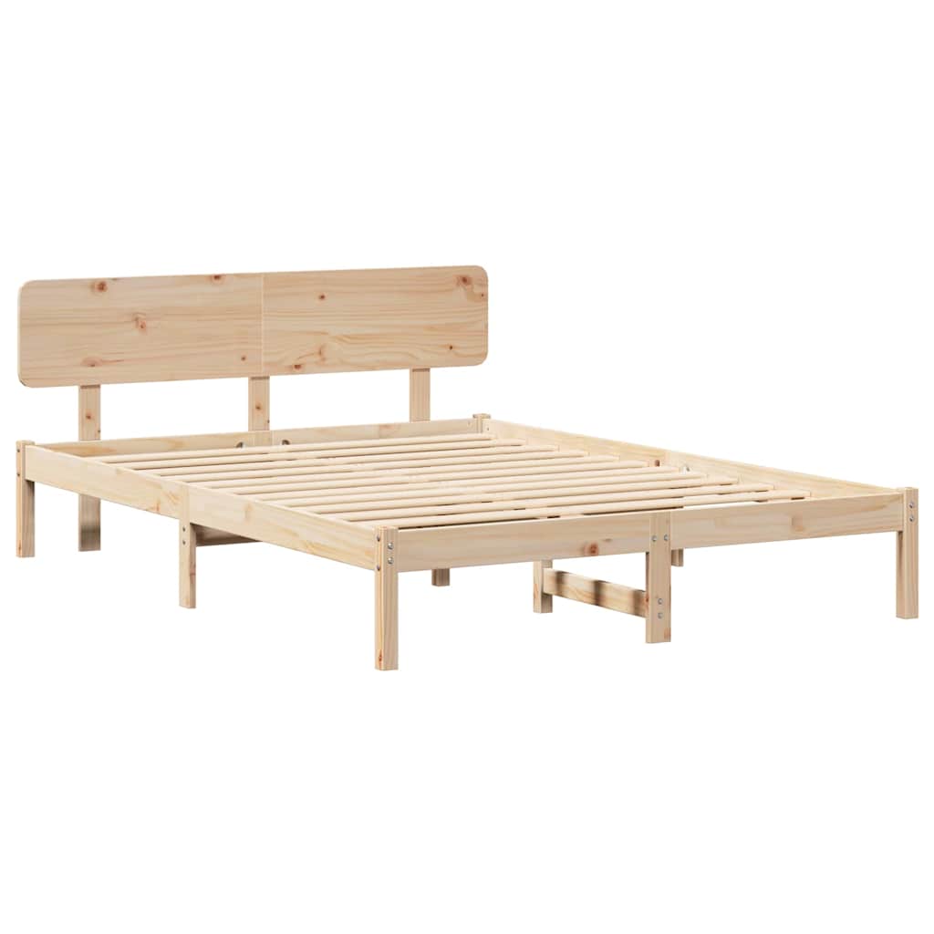 Sengestel Naturfarvet 150 200 Cm Massivt Fyrretræ - Billede 2