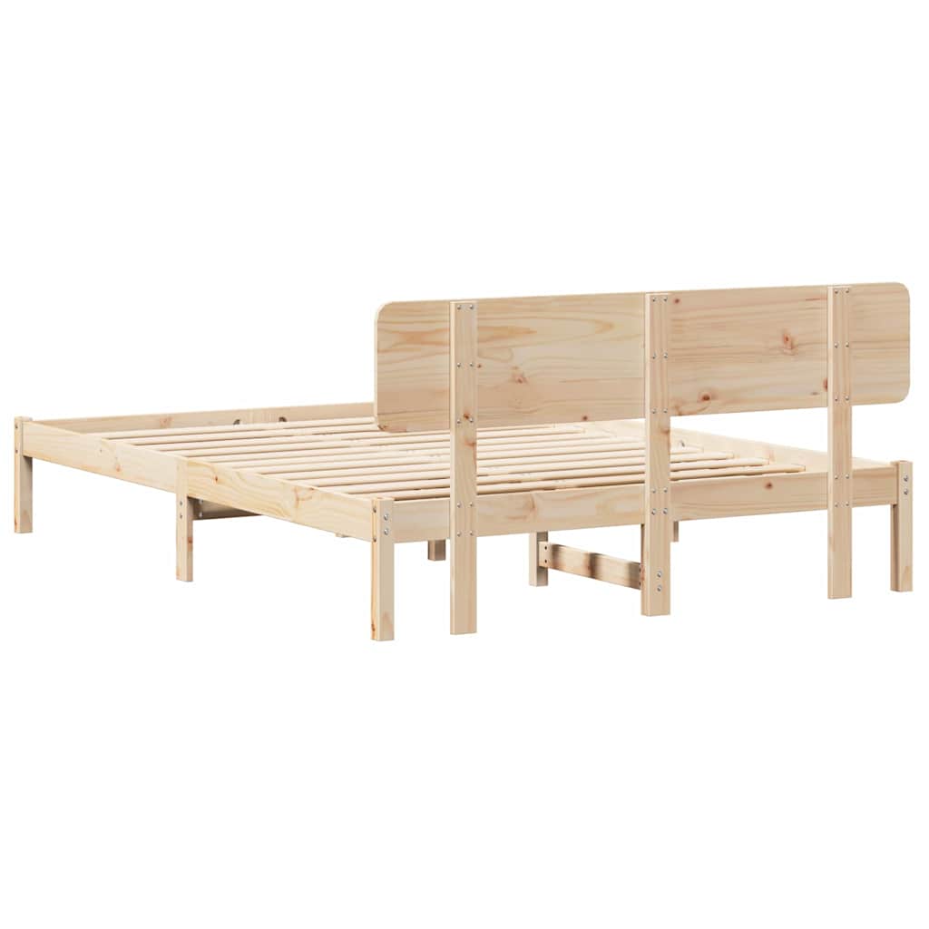 Sengestel Naturfarvet 150 200 Cm Massivt Fyrretræ - Billede 8