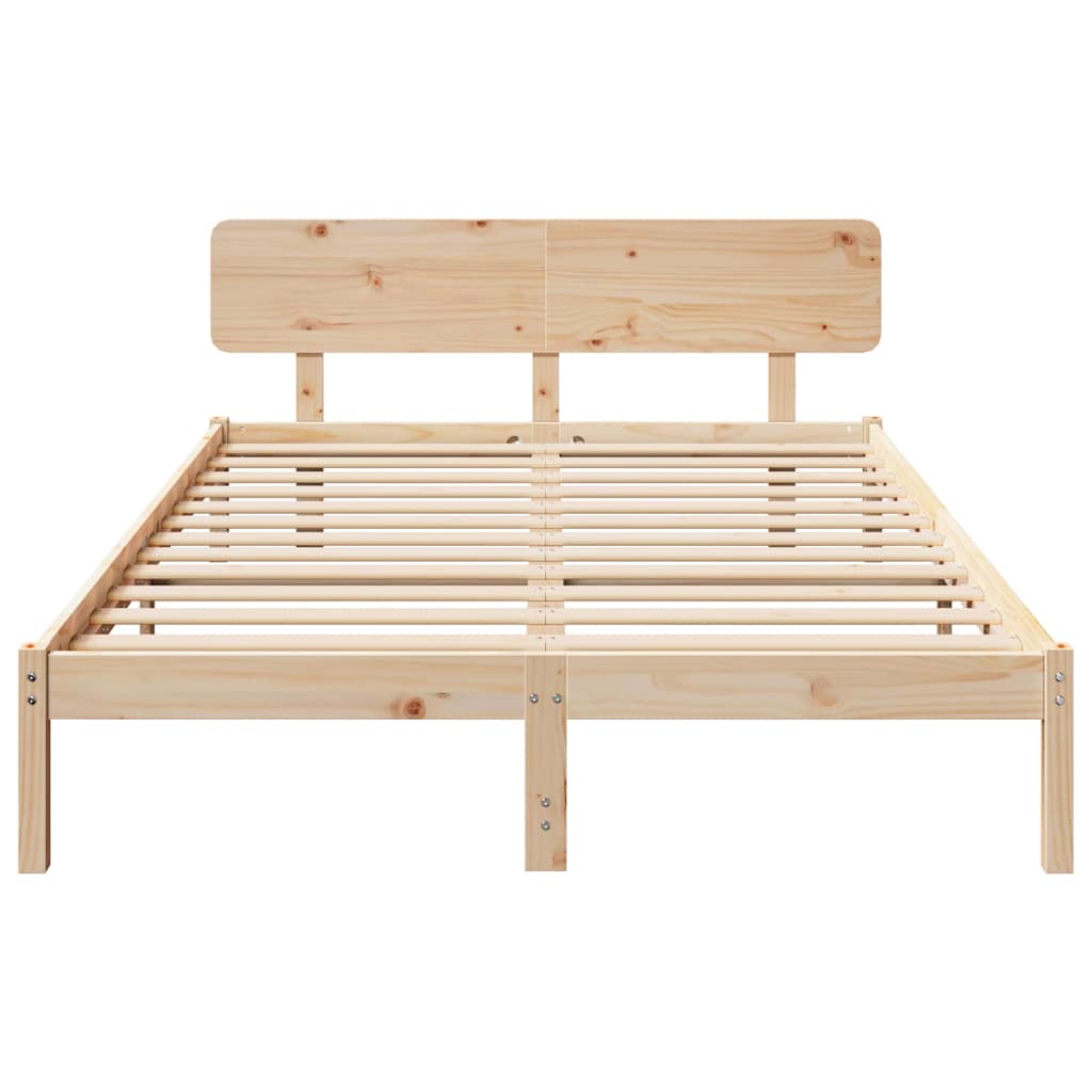 Sengestel Naturfarvet 150 200 Cm Massivt Fyrretræ - Billede 6