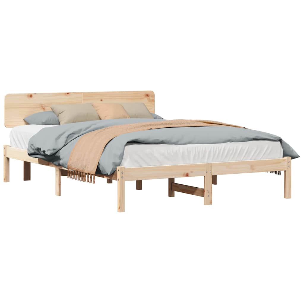 Sengestel Naturfarvet 150 200 Cm Massivt Fyrretræ - Billede 3