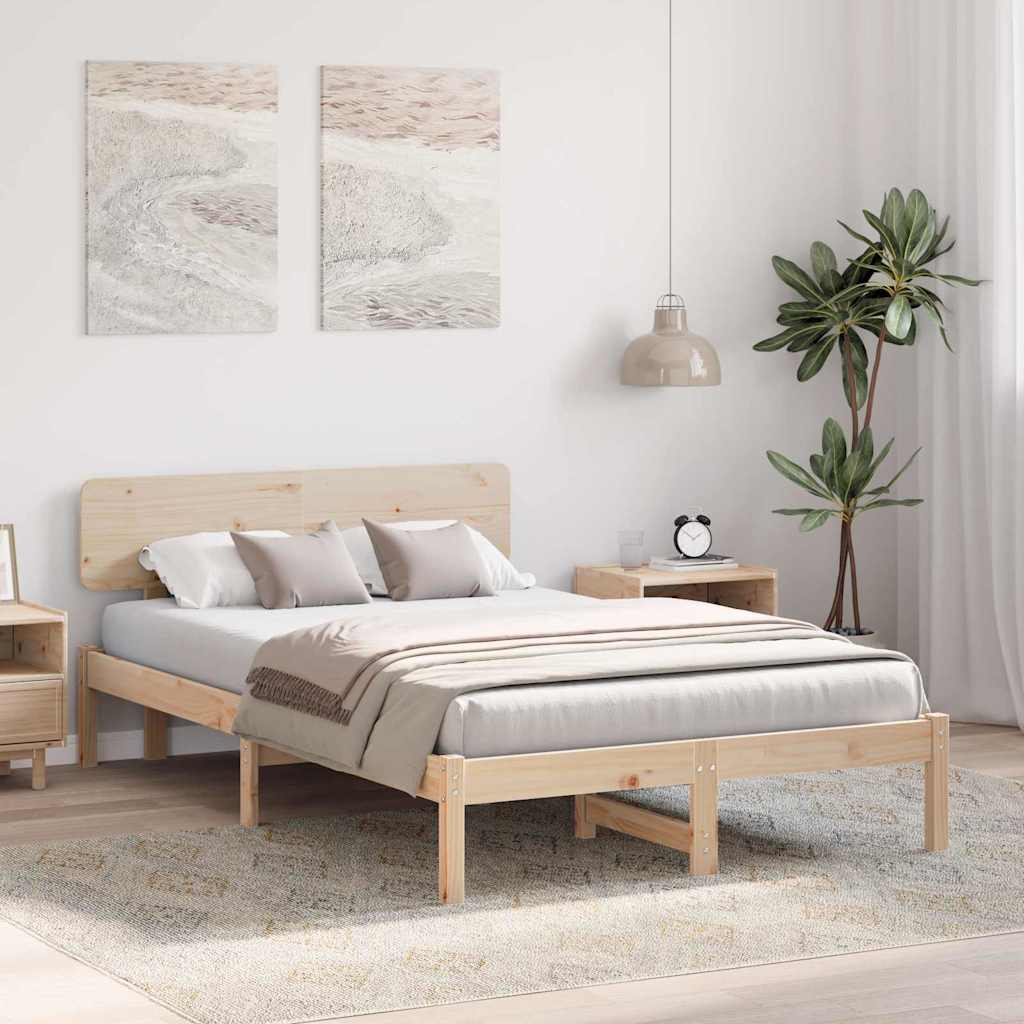 Sengestel Naturfarvet 120 190 Cm Massivt Fyrretræ - Billede 5