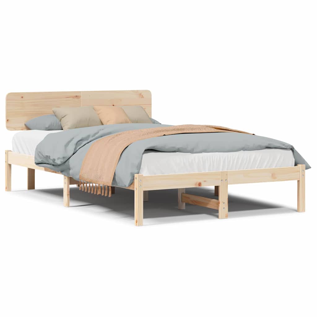 Sengestel Naturfarvet 120 190 Cm Massivt Fyrretræ - Billede 4