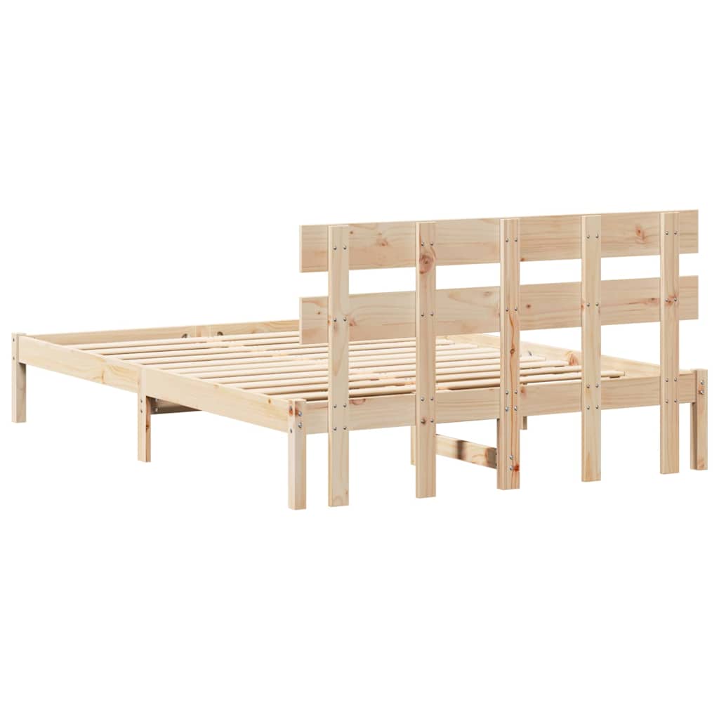 Sengestel Med Hovedgærde Brun 150 200 Cm Massivt Fyrretræ - Billede 8