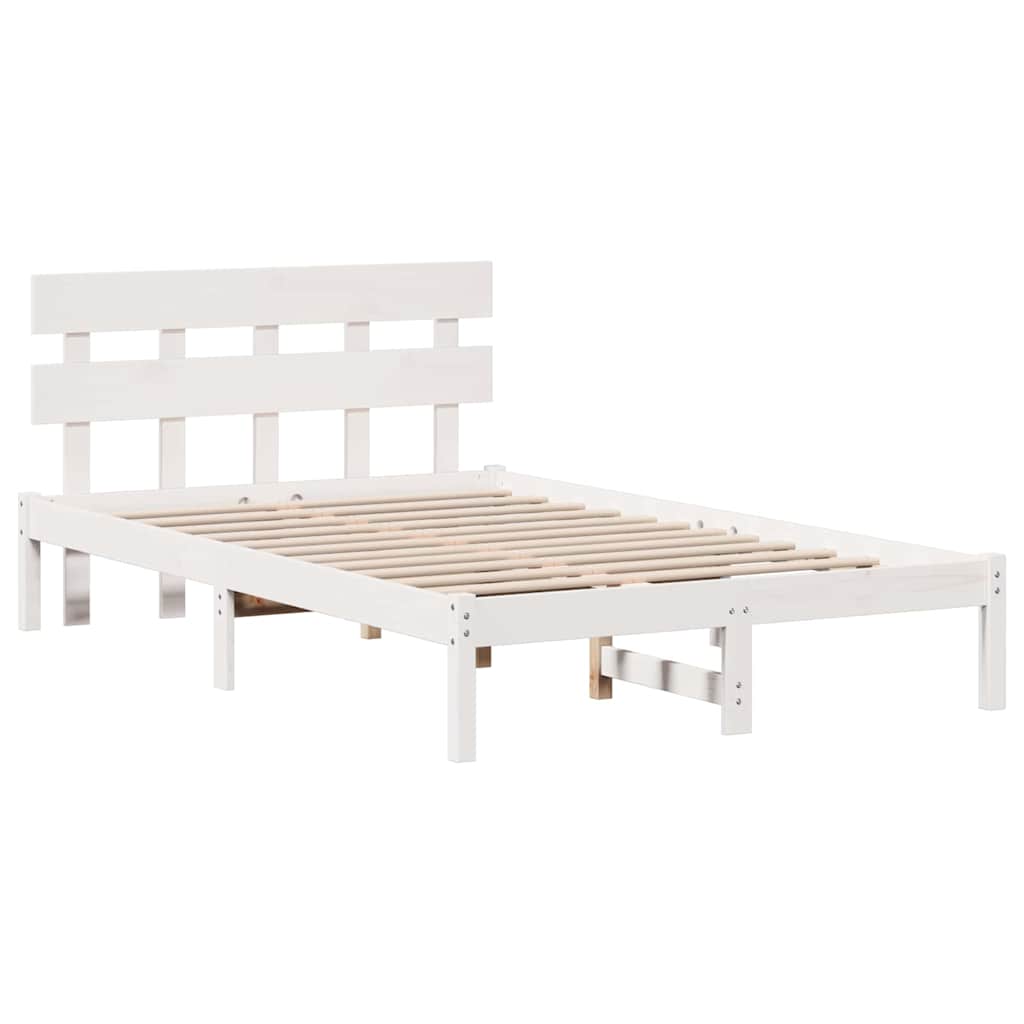 Sengestel Med Hovedgærde Hvid 140 190 Cm Massivt Fyrretræ - Billede 2