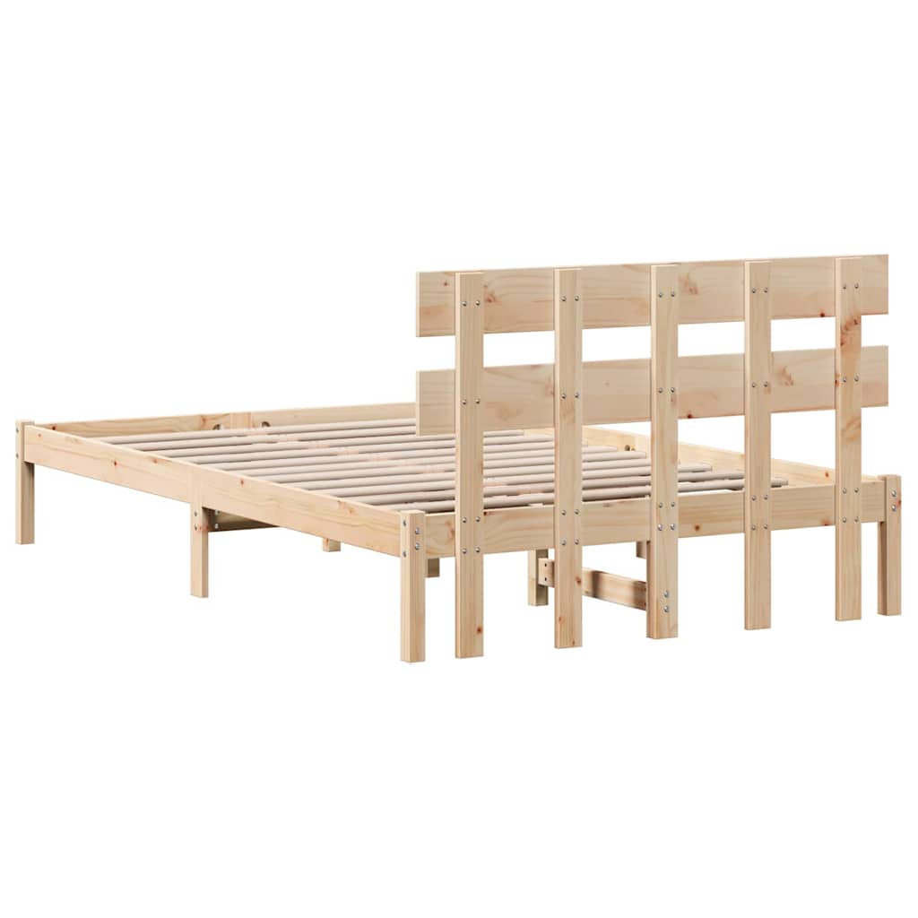 Sengestel Med Hovedgærde Brun 135 190 Cm Massivt Fyrretræ - Billede 8