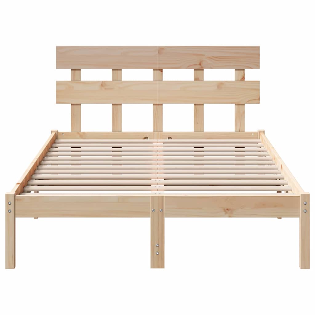 Sengestel Med Hovedgærde Brun 135 190 Cm Massivt Fyrretræ - Billede 6